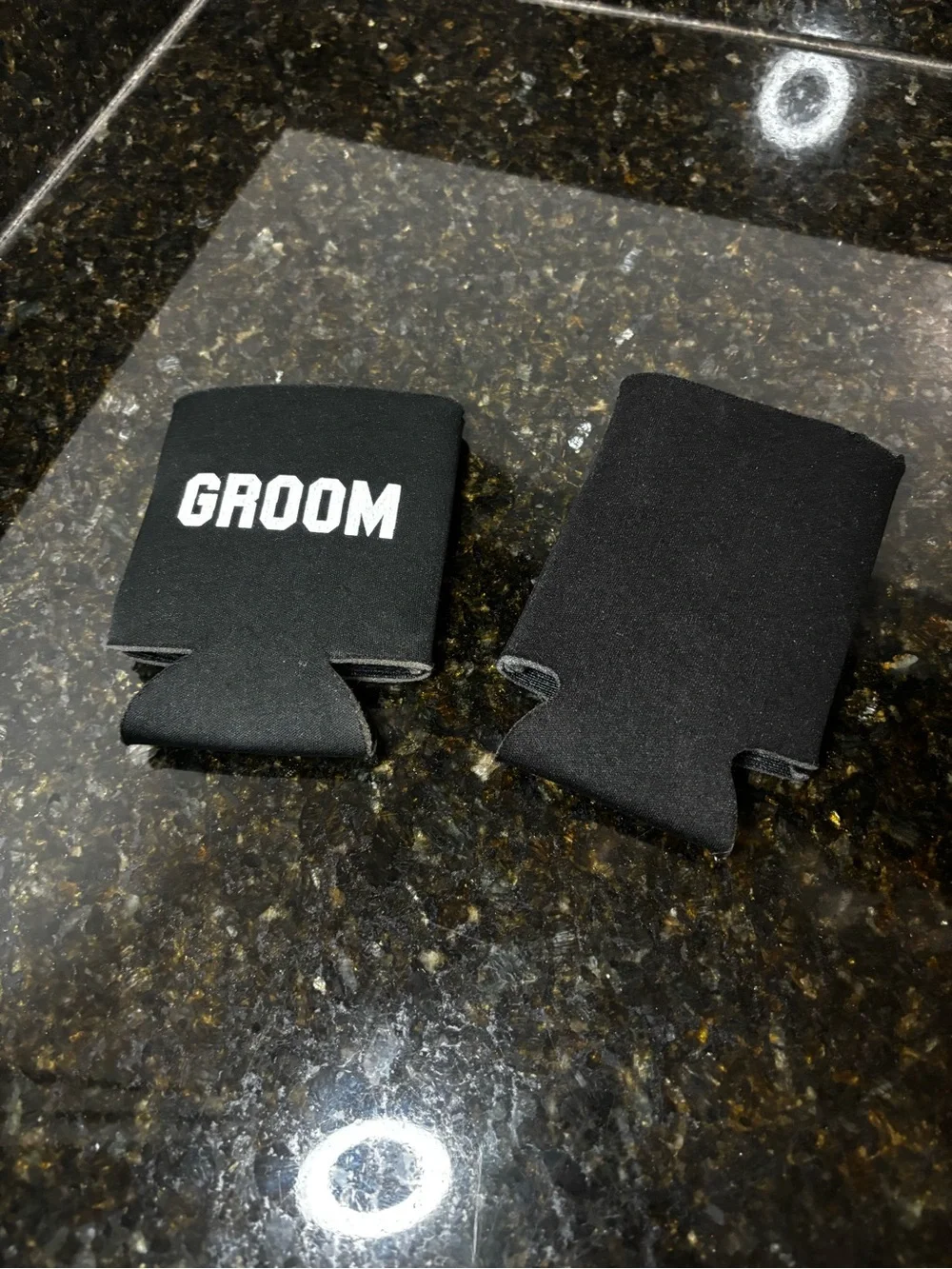 Pair of Black Can Coolers Groom & 